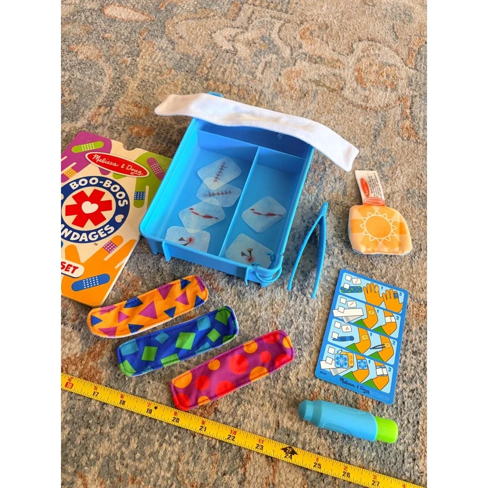 Melissa & Doug Boo-Boos & Bandages Reusable First Aid Pretend Play Set Kids Toy